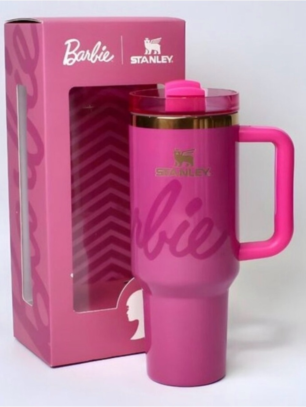 Barbie x Stanley 40oz Quencher Tumbler SuperStar Pink NIB | Limited Edition - Picture 3 of 4